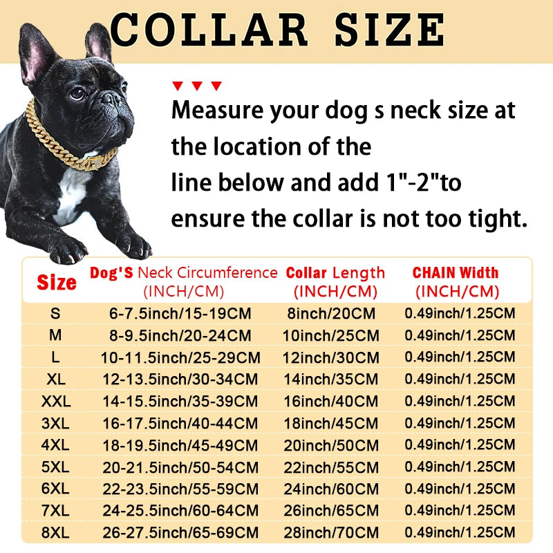 Stylish Diamond Cuban Chain Collar for Dogs and Cats - Secure Buckle Pet Jewelry Accessory