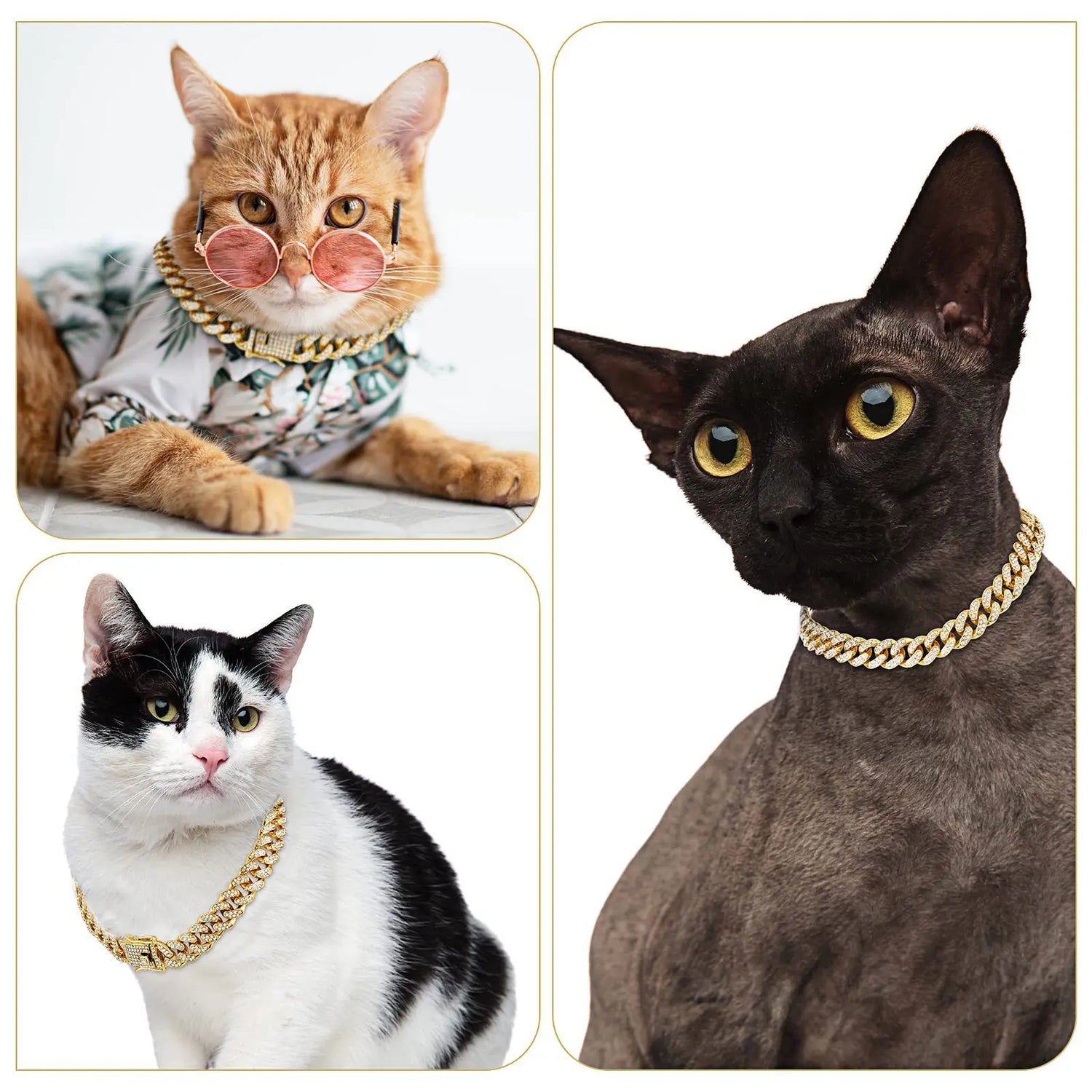 Stylish Diamond Cuban Chain Collar for Dogs and Cats - Secure Buckle Pet Jewelry Accessory